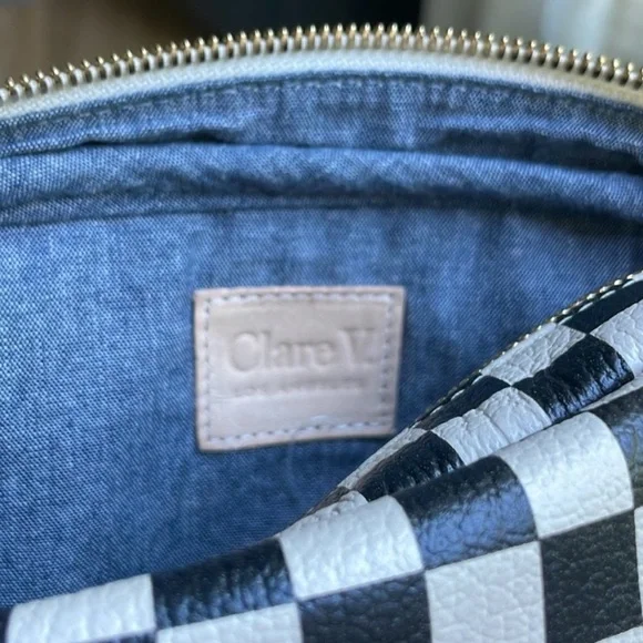 Clare V Checkered Black and White midi sac Crossbody Bag - Picture 2 of 10